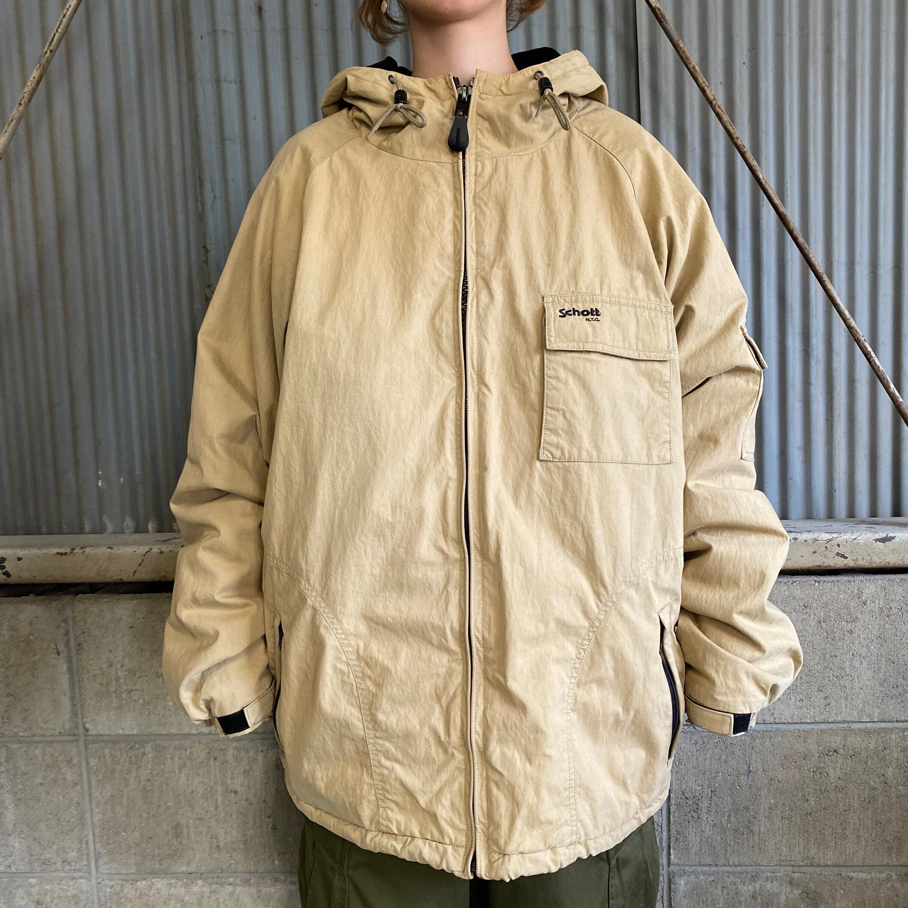 Schott ショット ARMY GARMENT フリースライナー フルジップパーカーメンズL 古着 コットン ナイロンジャケット  ベージュ【ブルゾン・ジャケット】 | cave 古着屋【公式】古着通販サイト