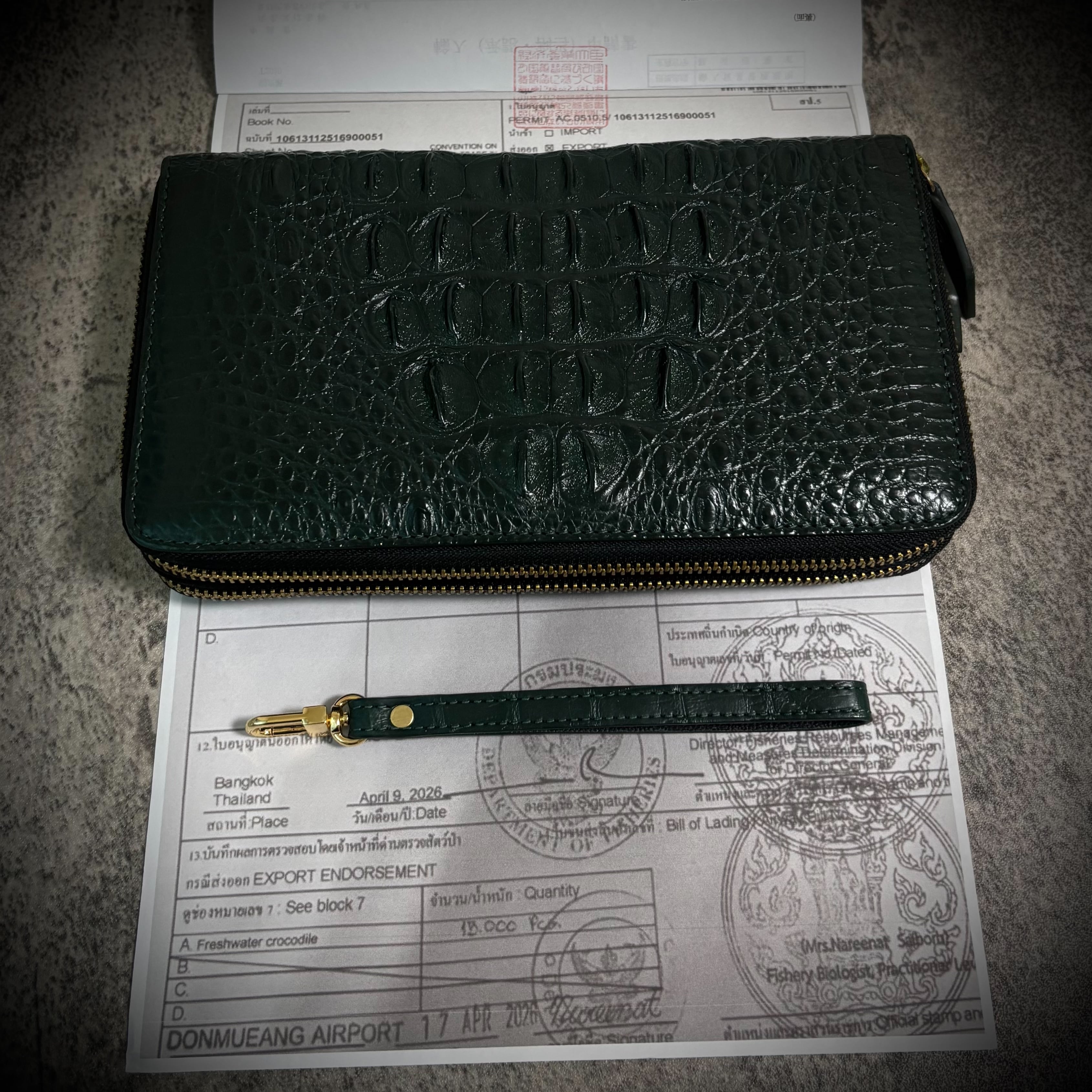 クロコダイル ダブルジッパー メンズ財布 ダブルファスナー 長財布
