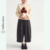 【2color】ほのあかり揺れる、冬のコクーンパンツ《P0328》