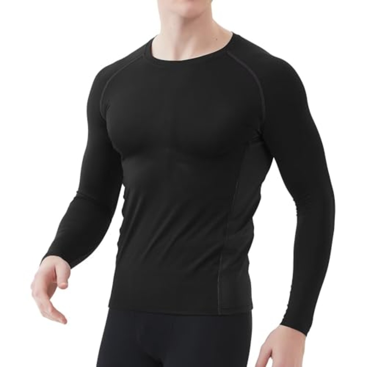 [Sillictor] 夏用インナー 長袖 丸首 メンズ コンプレッションウェア トップス [接触冷感 吸汗速乾 消臭 コンプレッション UVカット] 9203blk-blk-L