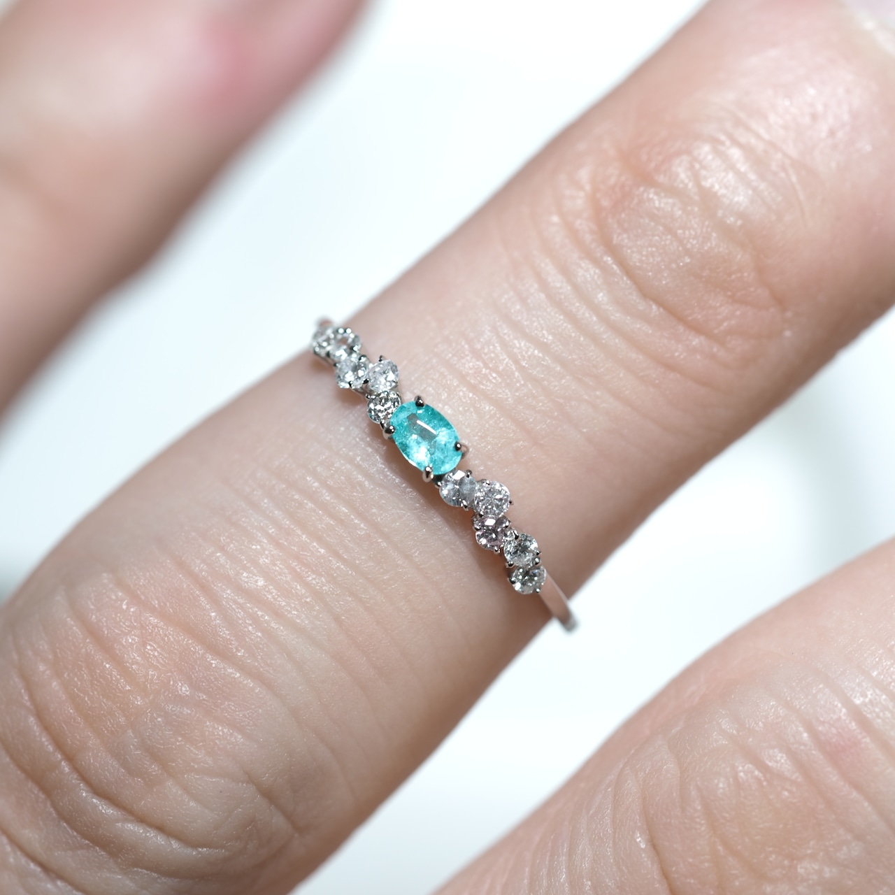 パライバトルマリン ブラジル産 リング 0.088ct D0.13ct pt900 Paraiba Tourmaline