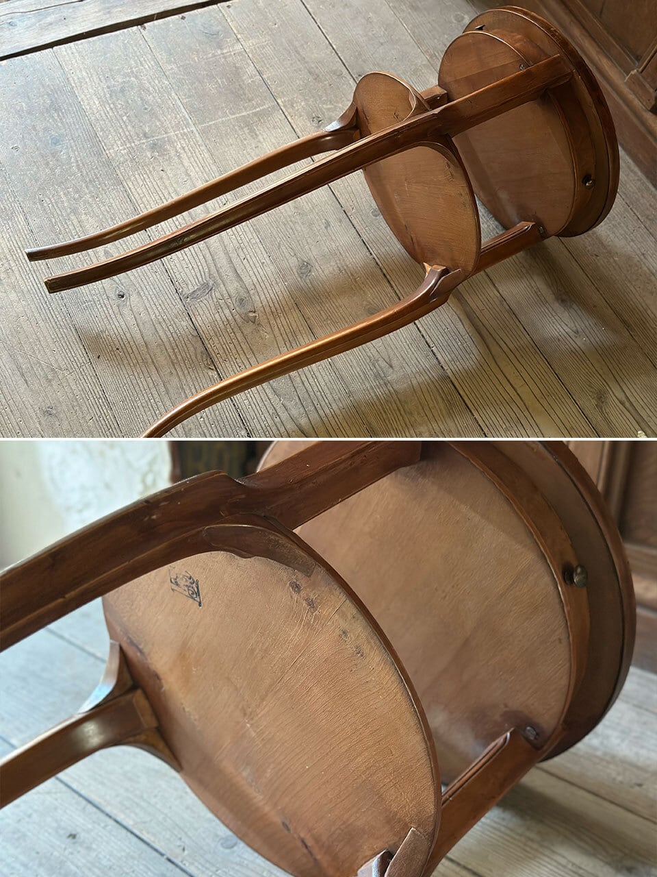 3杯引き出し付き 丸型サイドテーブル 猫脚 | Brocante de La Cocotte
