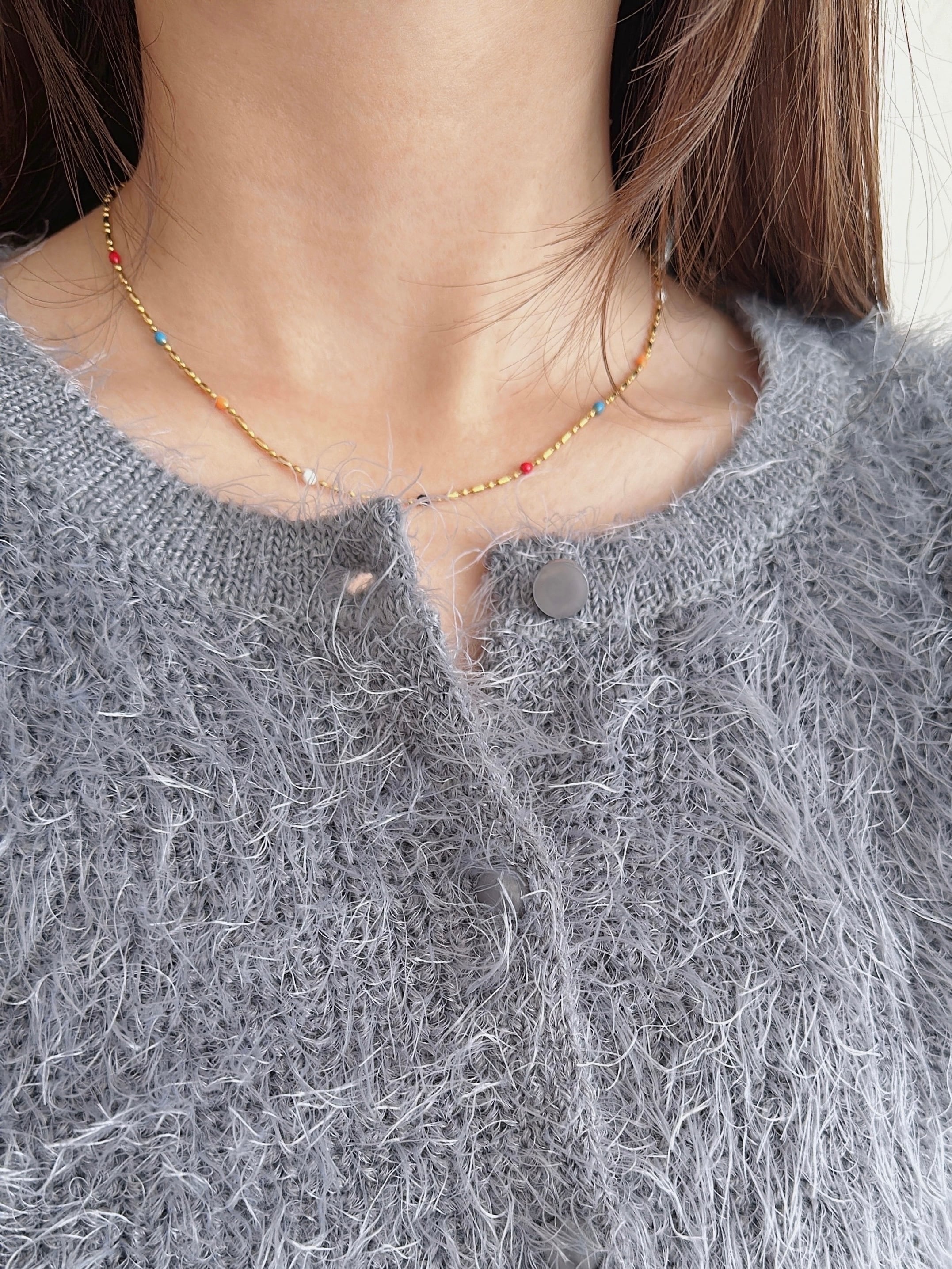 SS マグネットスライドランダムビーズネックレス | none