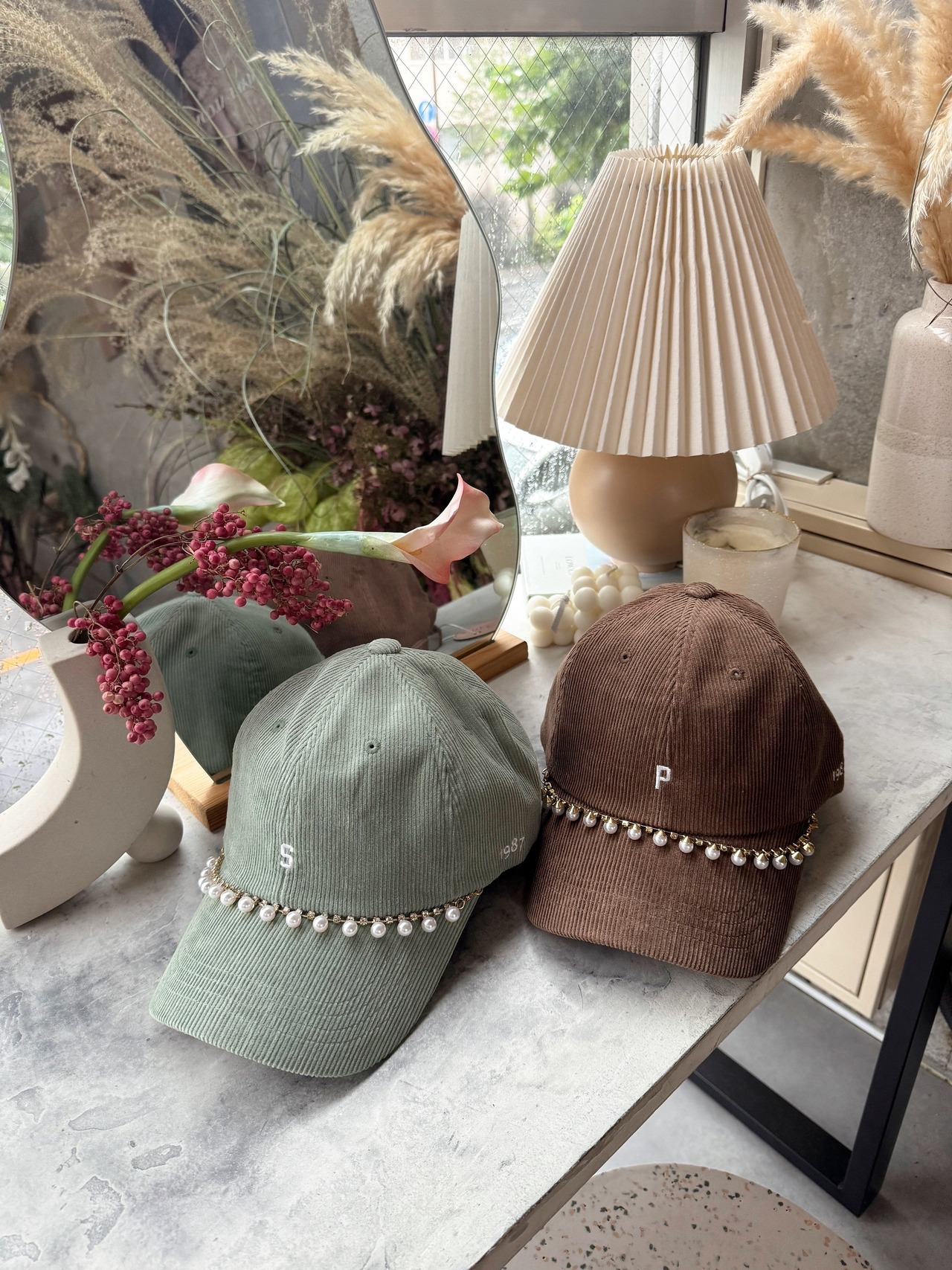 （original）コーデュロイCAP （ビーズストラップ取り外し可能）