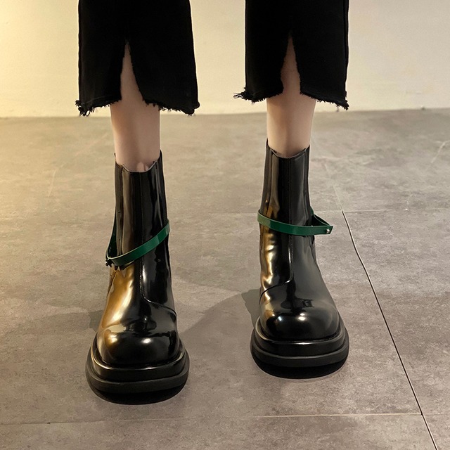 ブーツサマー薄手スプリングオータムレザーブラックショート 靴 シューズ 春物 夏物 秋物 部族の婦人靴52342571168