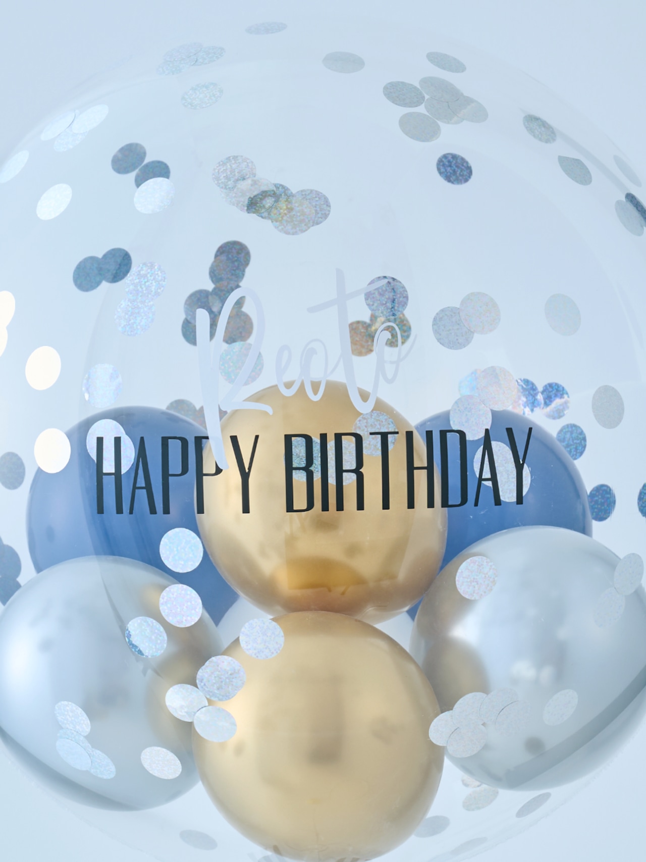 BUBBLE BALLOON sizeL ゴールド・ネイビーwithコンフェティ