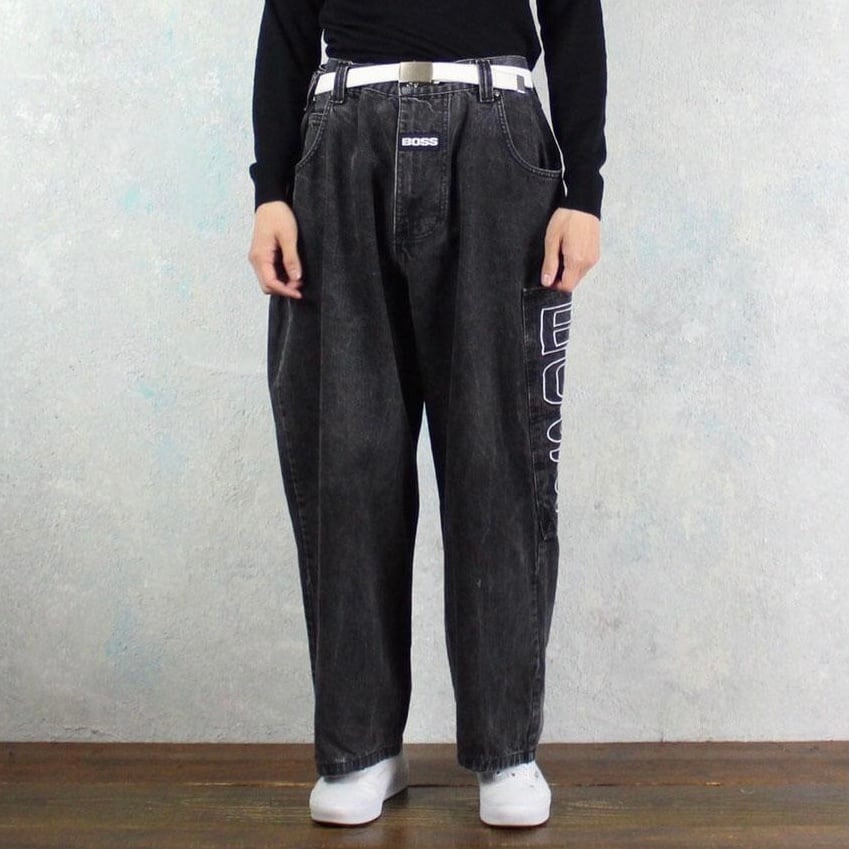 vintage BOSS スーパーワイド ブラックデニムパンツ【FF-3457】 | cv