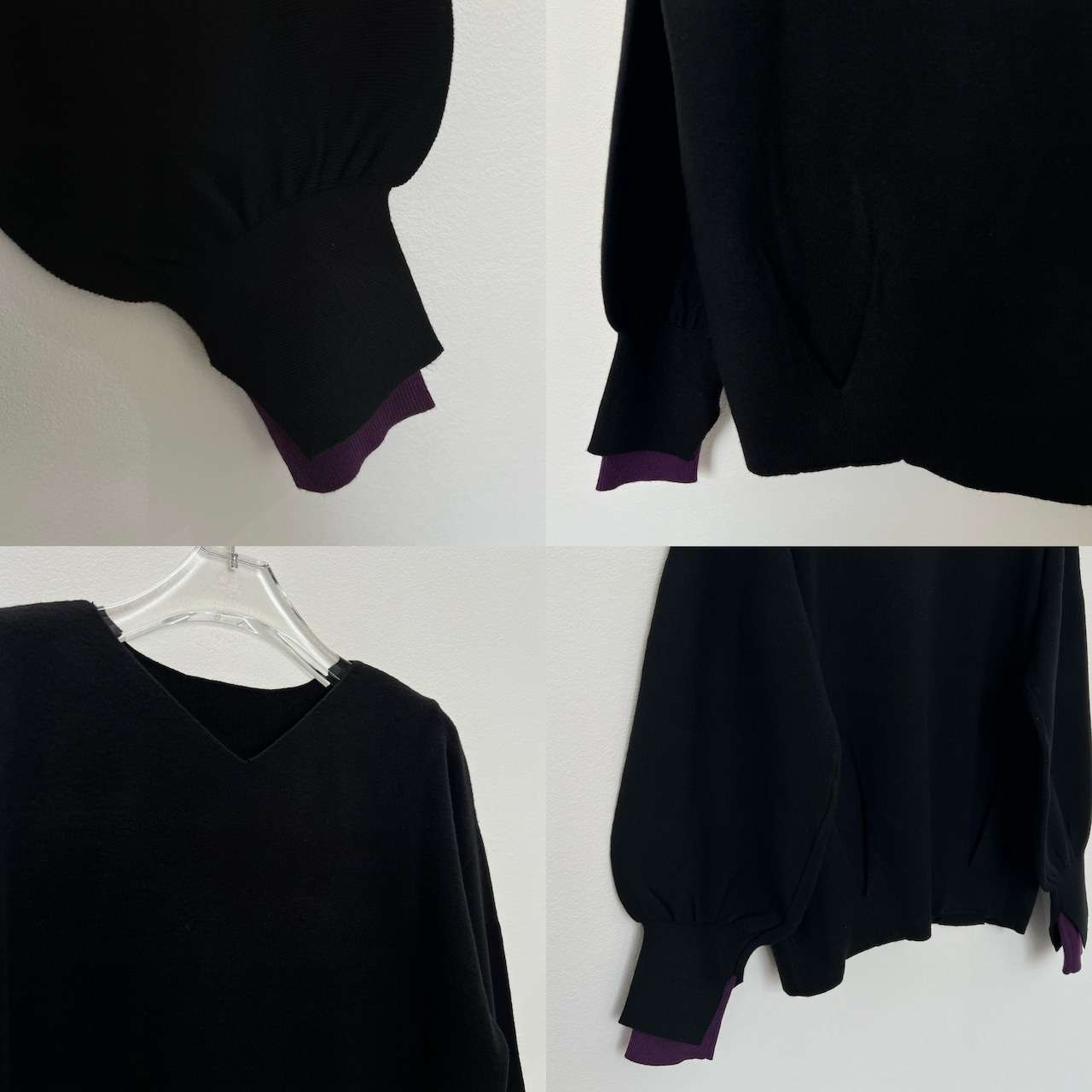 やわもち2wayバイカラーカフknit/ブラック