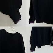 やわもち2wayバイカラーカフknit/ブラック