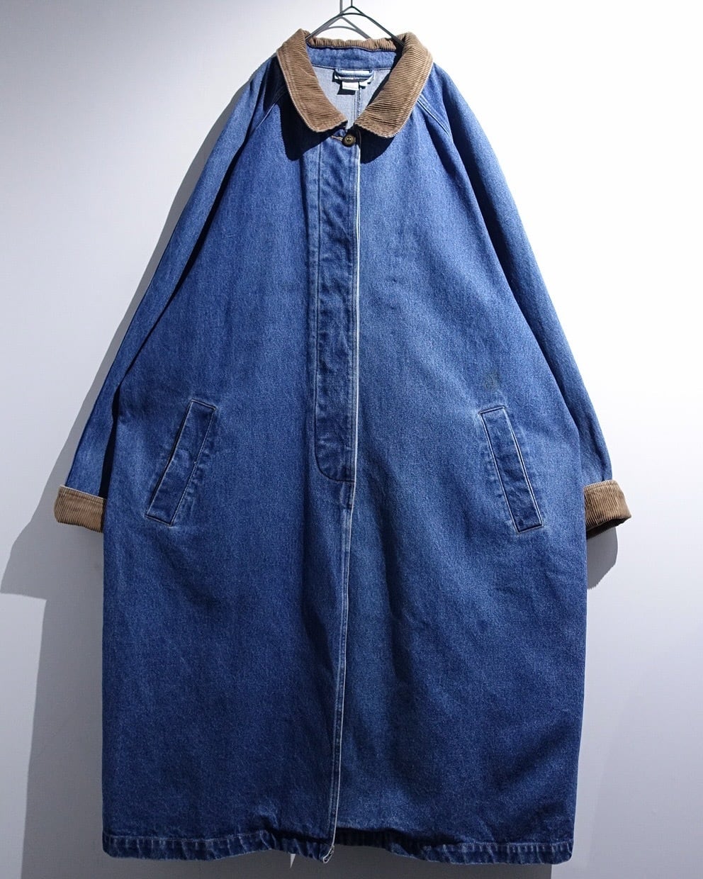 90s Denim Corduroy Switching Design Long Coat