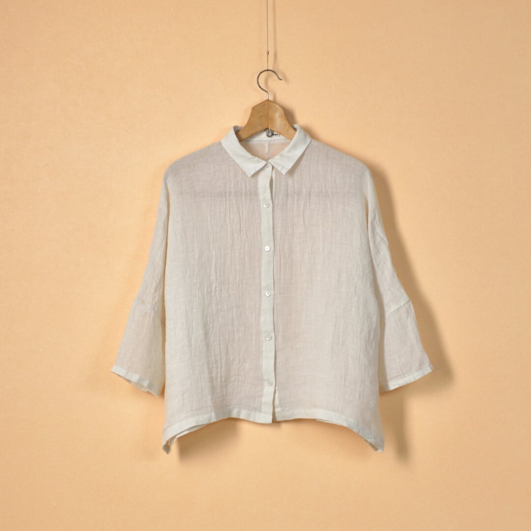 evam eva linen バックボタンニット