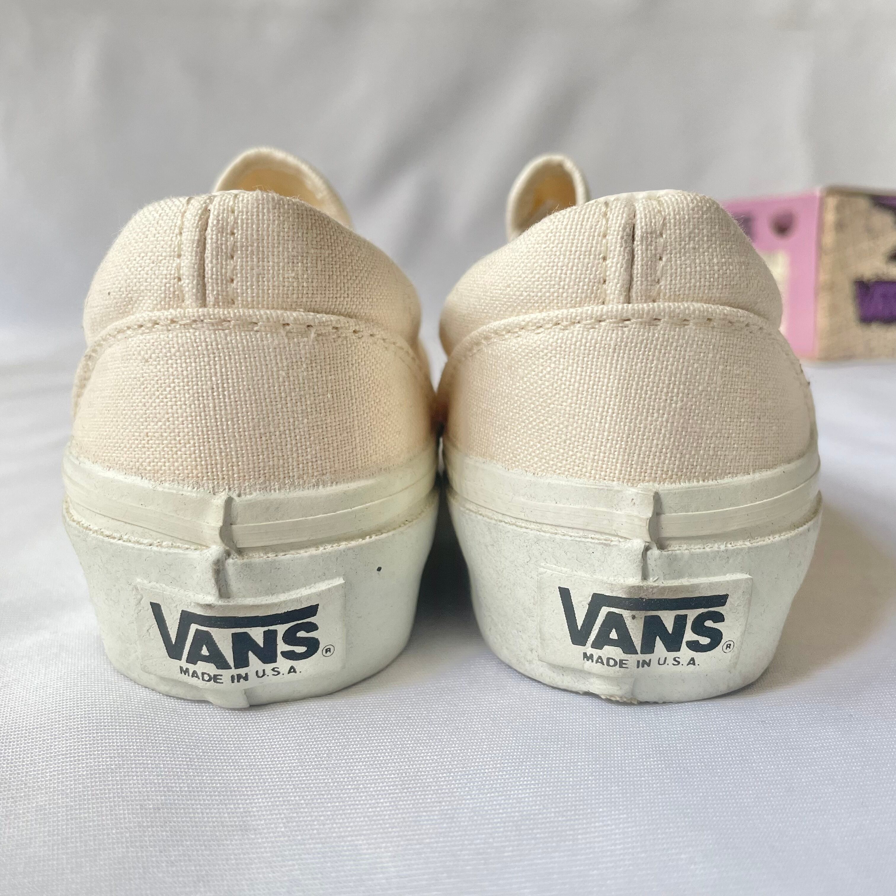 kid's】 80s Deadstock Made in USA Vans slip-on White youth kid's】 80s Deadstock Made in USA Vans slip-on White youth