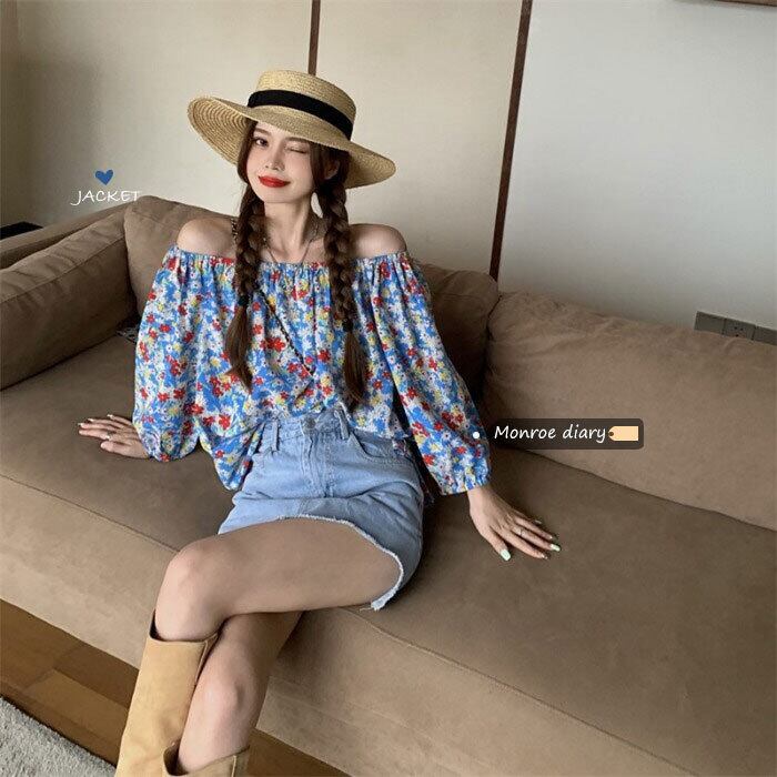 カラーフローラルシャツ レディーススタンダードショートトップス サマー薄手 ロング レトロ 大人ガーリー スウィート キュート カジュアル 夏物 花柄 モンロー44439372756