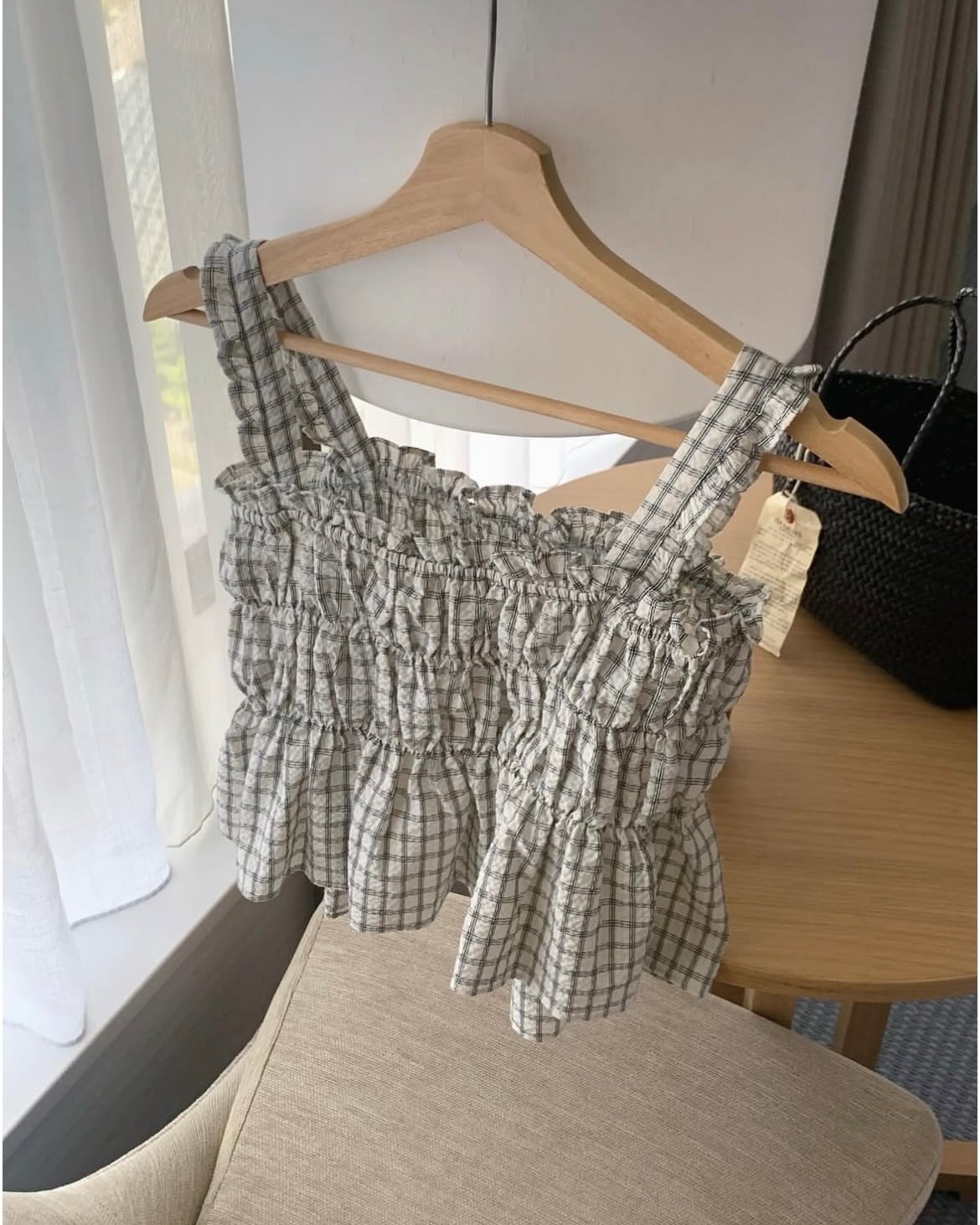 (即納) Liter / Blanc check blouse