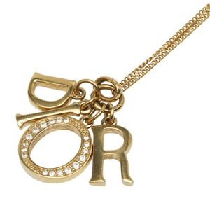 ディオール ロゴ ラインストーン ネックレス ゴールド メッキ レディース Dior 【中古】