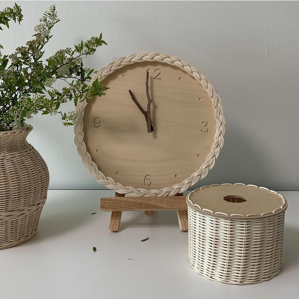 韓国風ラタン円形 壁掛け時計[panm064] | panem