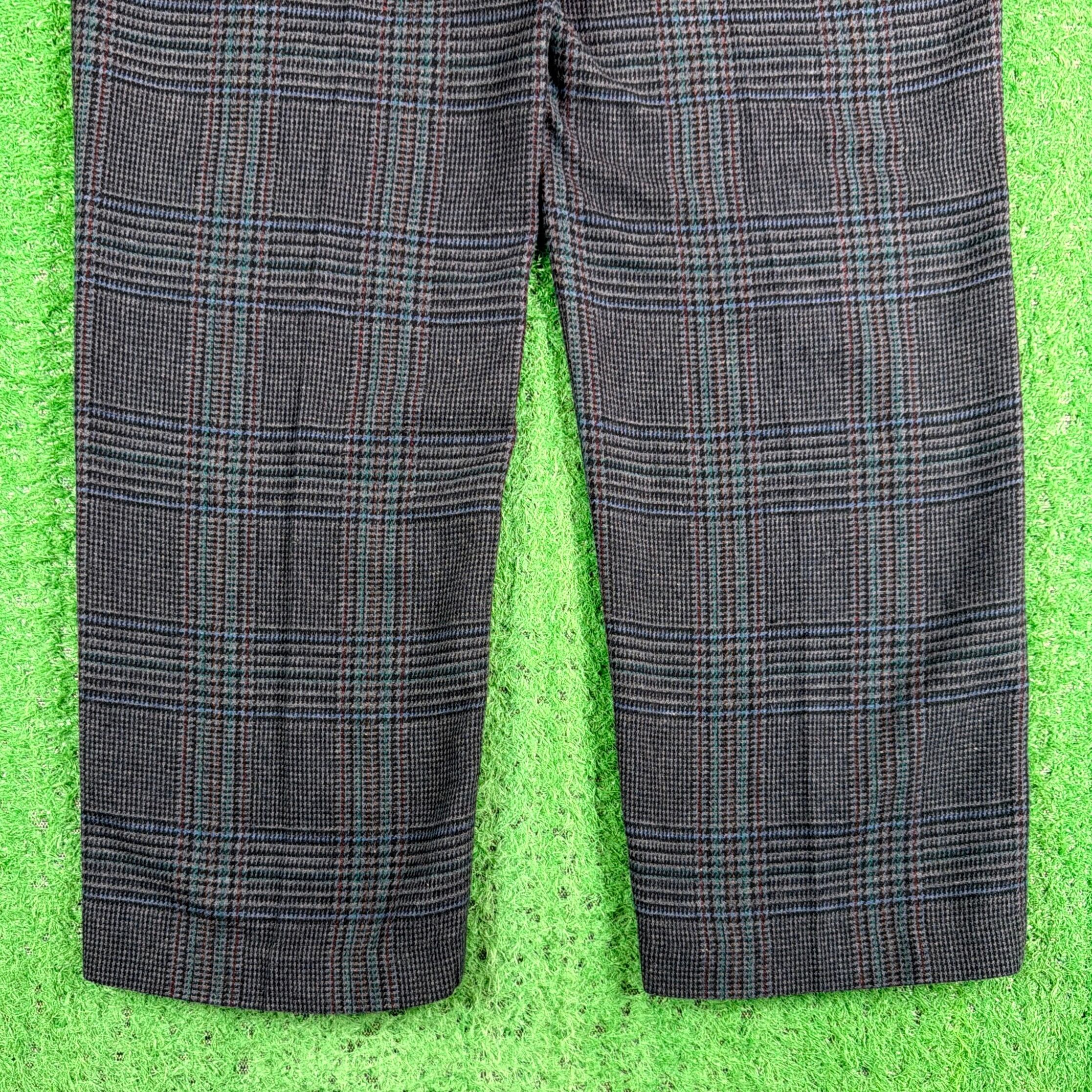 90sオールド 2タックグレンチェックスラックス W88 センタープレス Men's】 90s グレンチェック ウール混 2タック スラックスパンツ