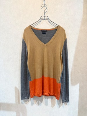 TOMMY HILFIGER パネルパターンVネックニット トルコ製