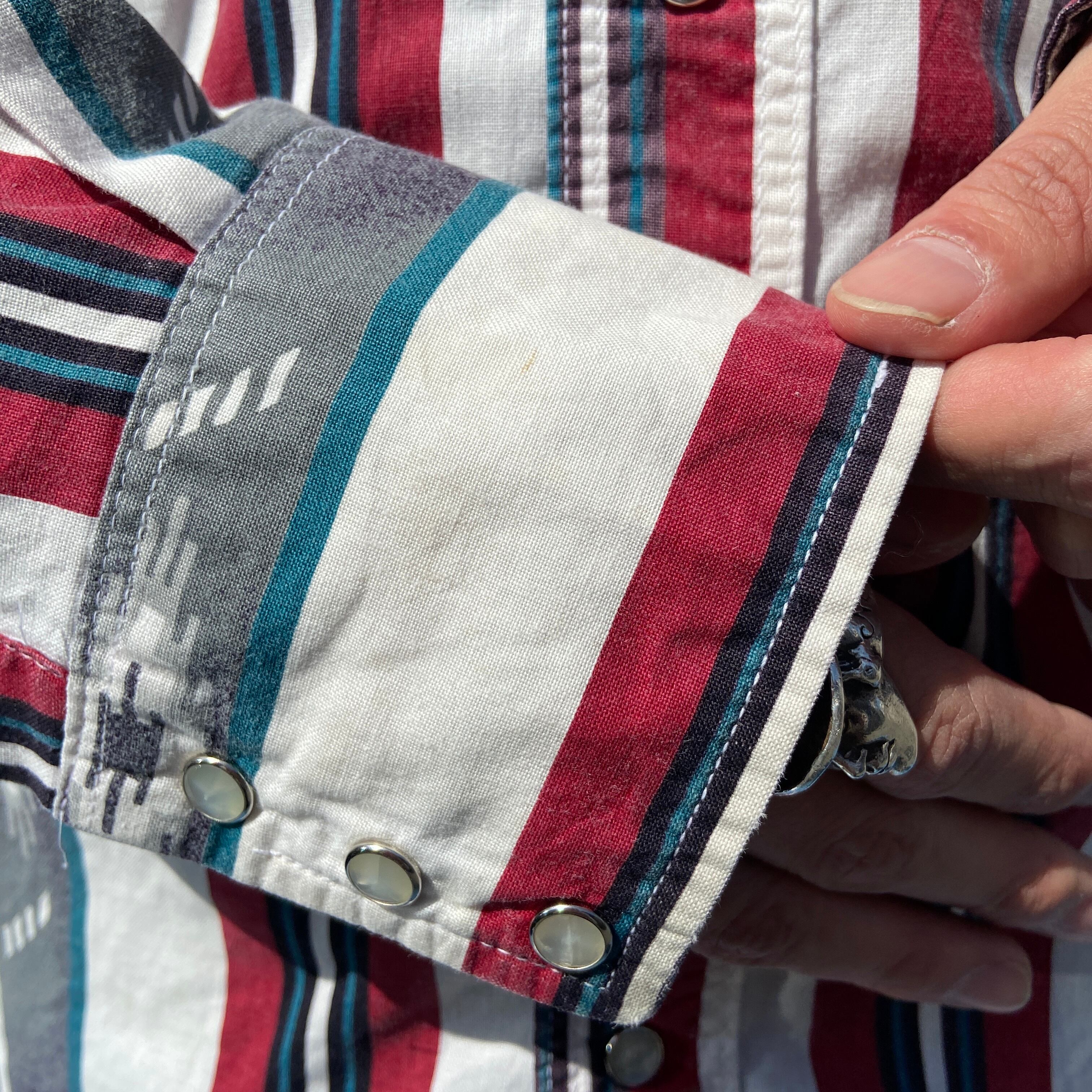 80年代 Wrangler ラングラー ネイティブ ストライプ柄 長袖 ウエスタン