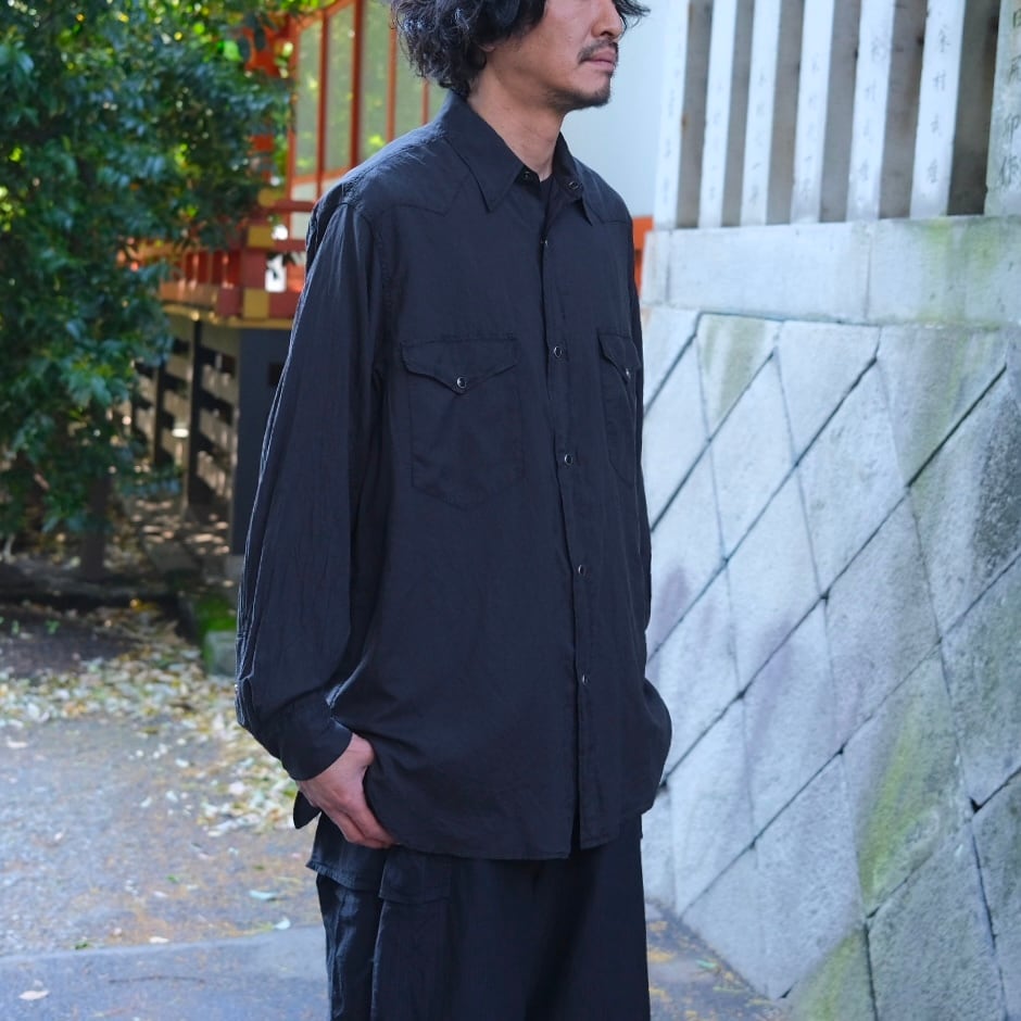 COMOLI(コモリ) /シルク製品染ウエスタンシャツ-BLACK-(D01-02006) | Signs