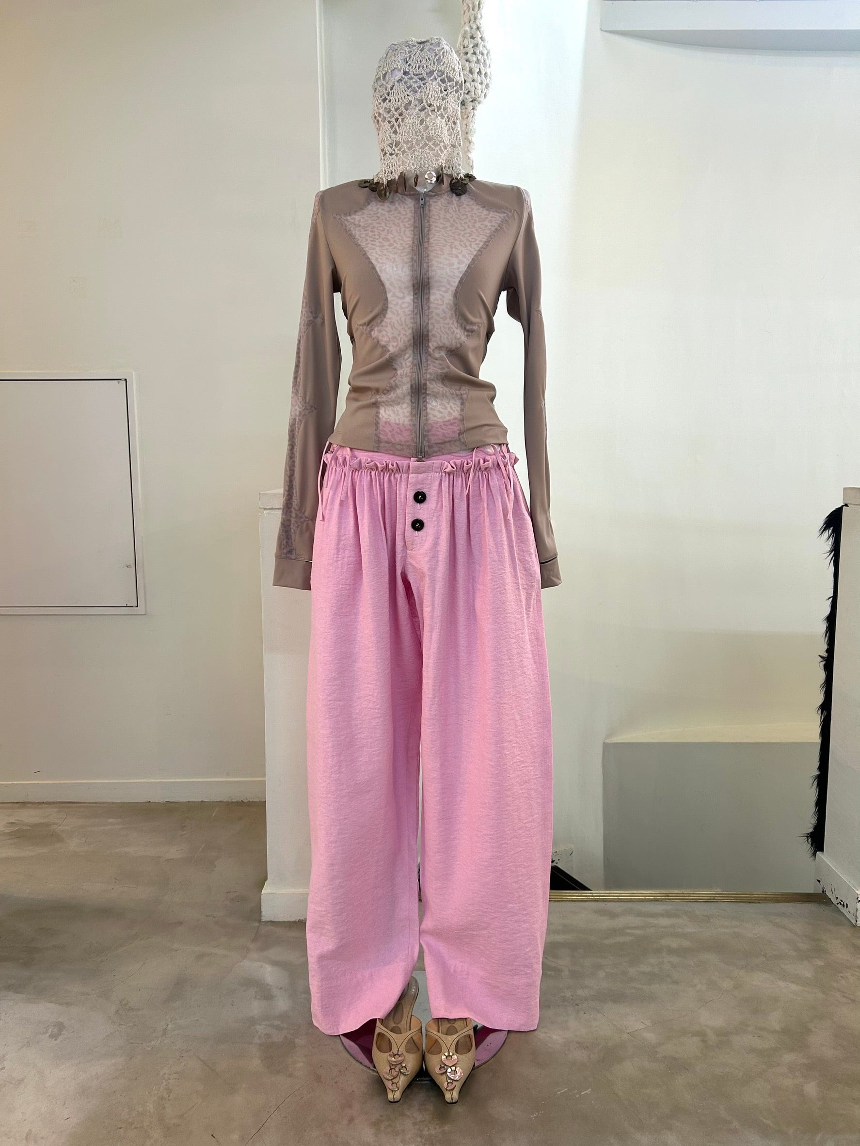 RUIbuilt textured silk cutout lounge pants