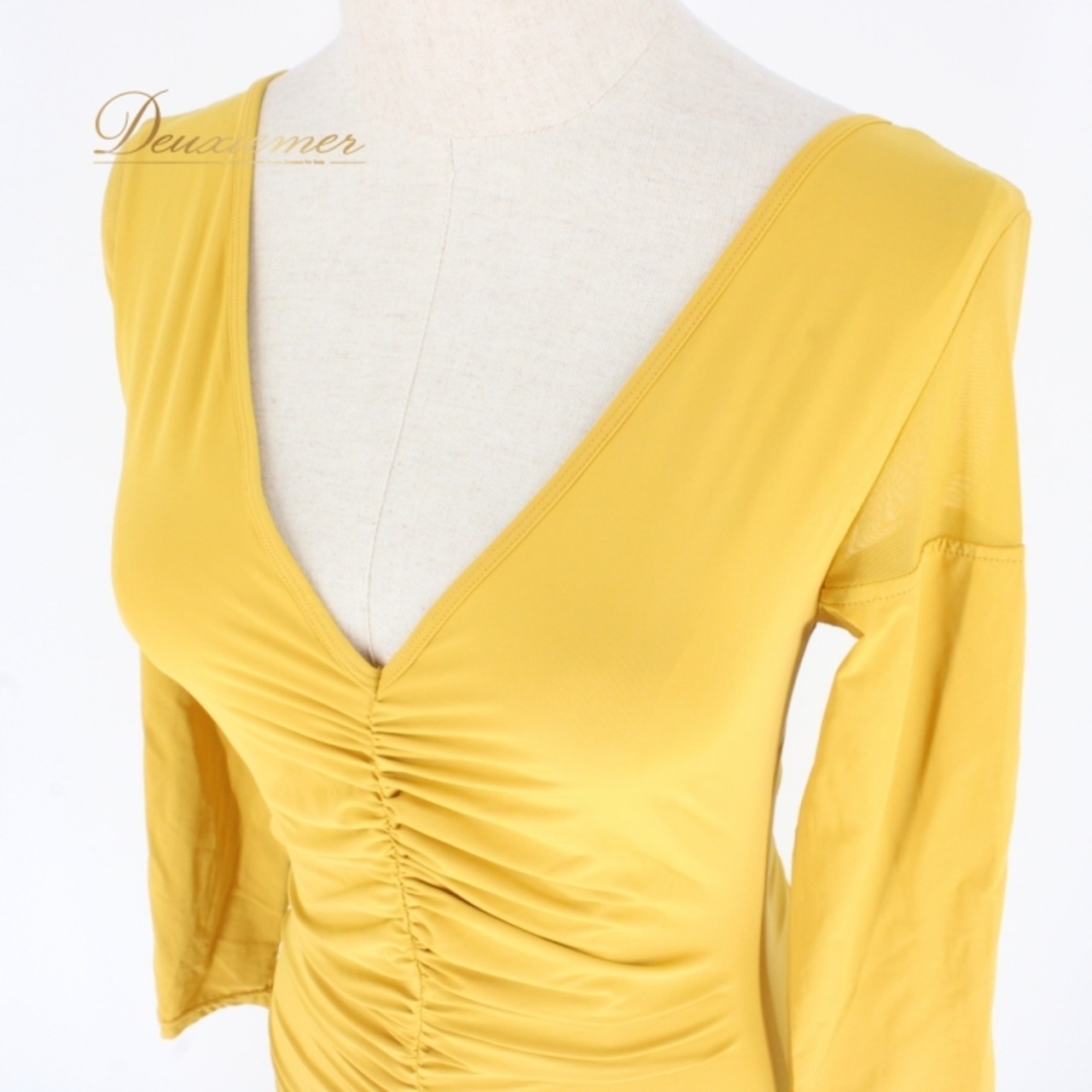 社交ダンス 衣装 スタンダード ドレス ワンピース パーティドレス イエロー系 ギャザー マスタード からし色 YILINFEIER 無地 シンプル ダンスドレス 長袖 伸縮性 美しい裾 大人用 ステージ衣装 フラットなデザイン シンプルスタイル フェスティバル スポーツ衣装 ルームウェア パーティー 衣装用 アイテム