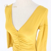 社交ダンス 衣装 スタンダード ドレス ワンピース パーティドレス イエロー系 ギャザー マスタード からし色 YILINFEIER 無地 シンプル ダンスドレス 長袖 伸縮性 美しい裾 大人用 ステージ衣装 フラットなデザイン シンプルスタイル フェスティバル スポーツ衣装 ルームウェア パーティー 衣装用 アイテム