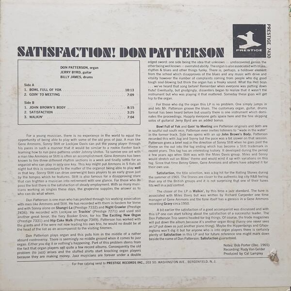 Don Patterson / Satisfaction! [PR 7430, PRST 7430] - 画像2
