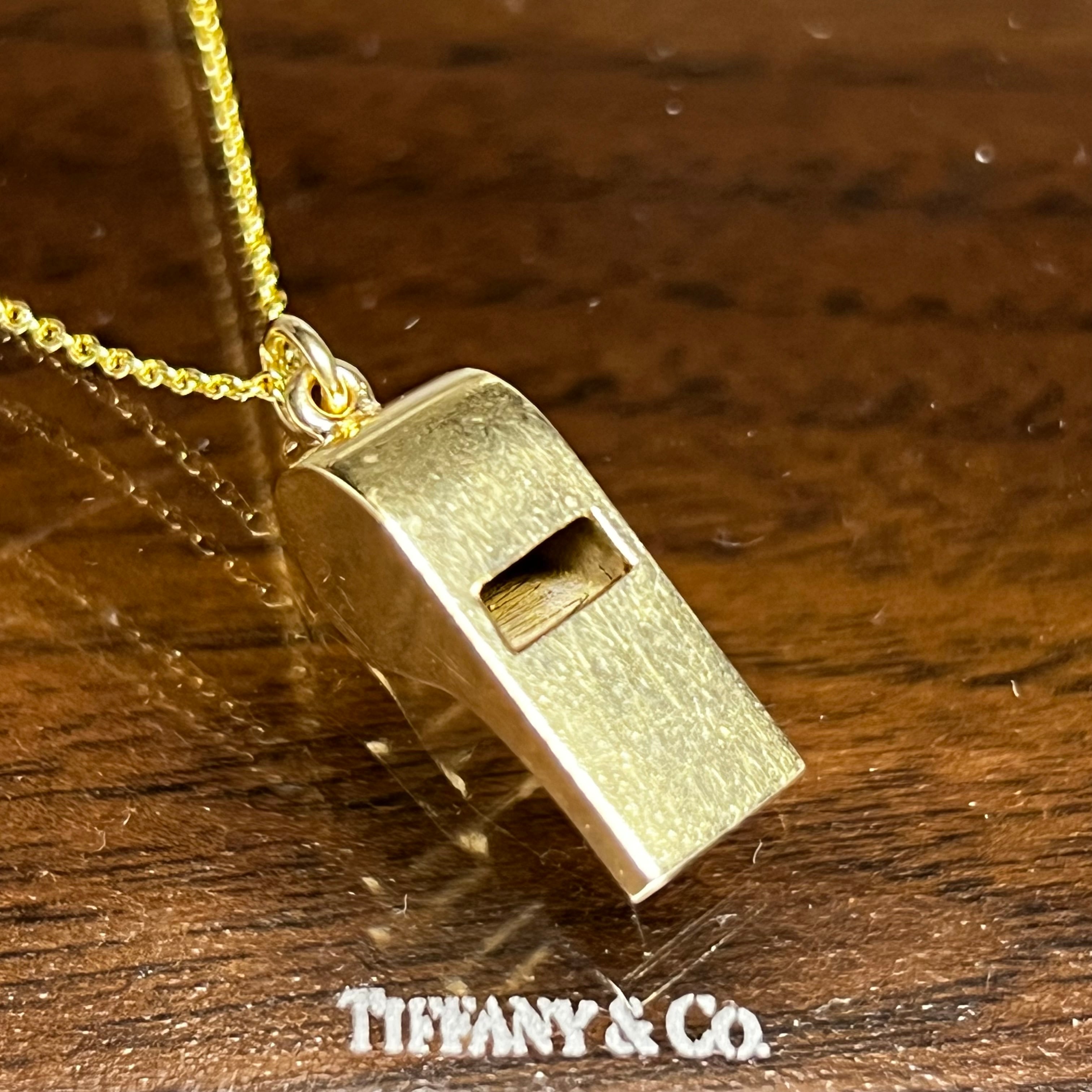 VINTAGE TIFFANY & CO. 14K Gold Whistle Charm Necklace 