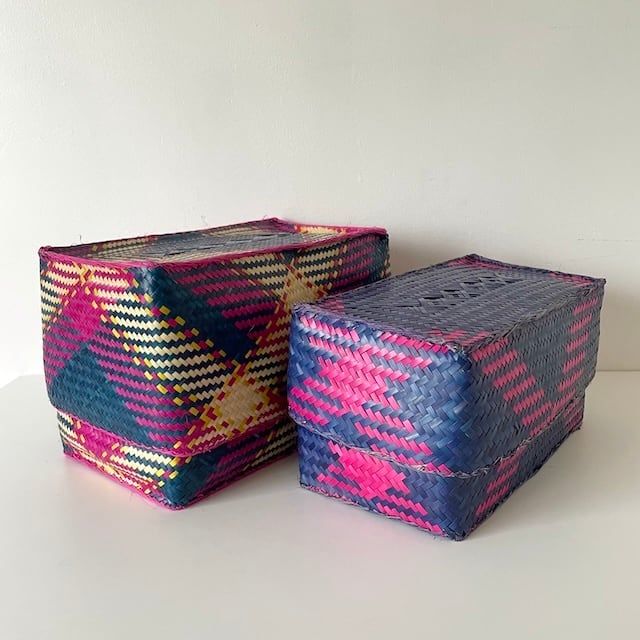 Rectangular colourful basket M w25.5cm×14cm×h16.5cm四角