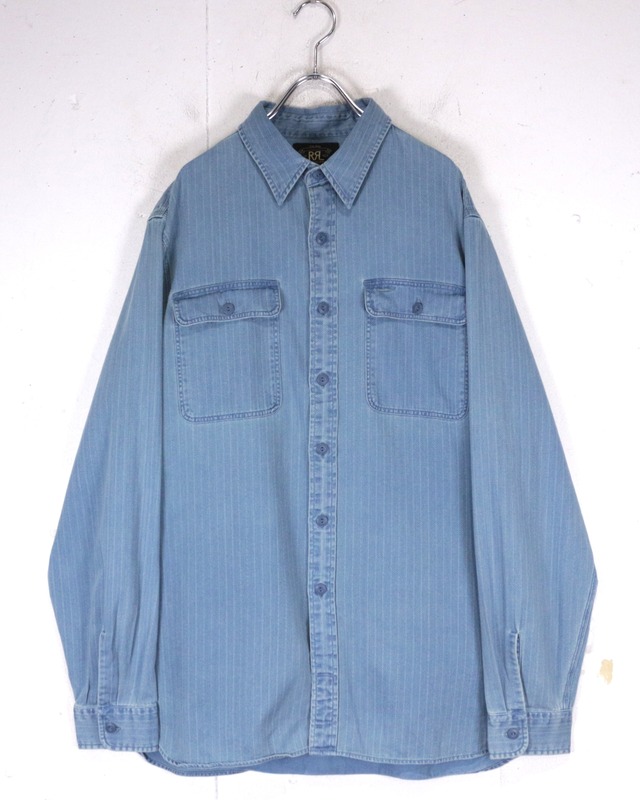 【Caka act2】“RRL” Stripe Pattern Vintage Herringbone Cotton Shirt