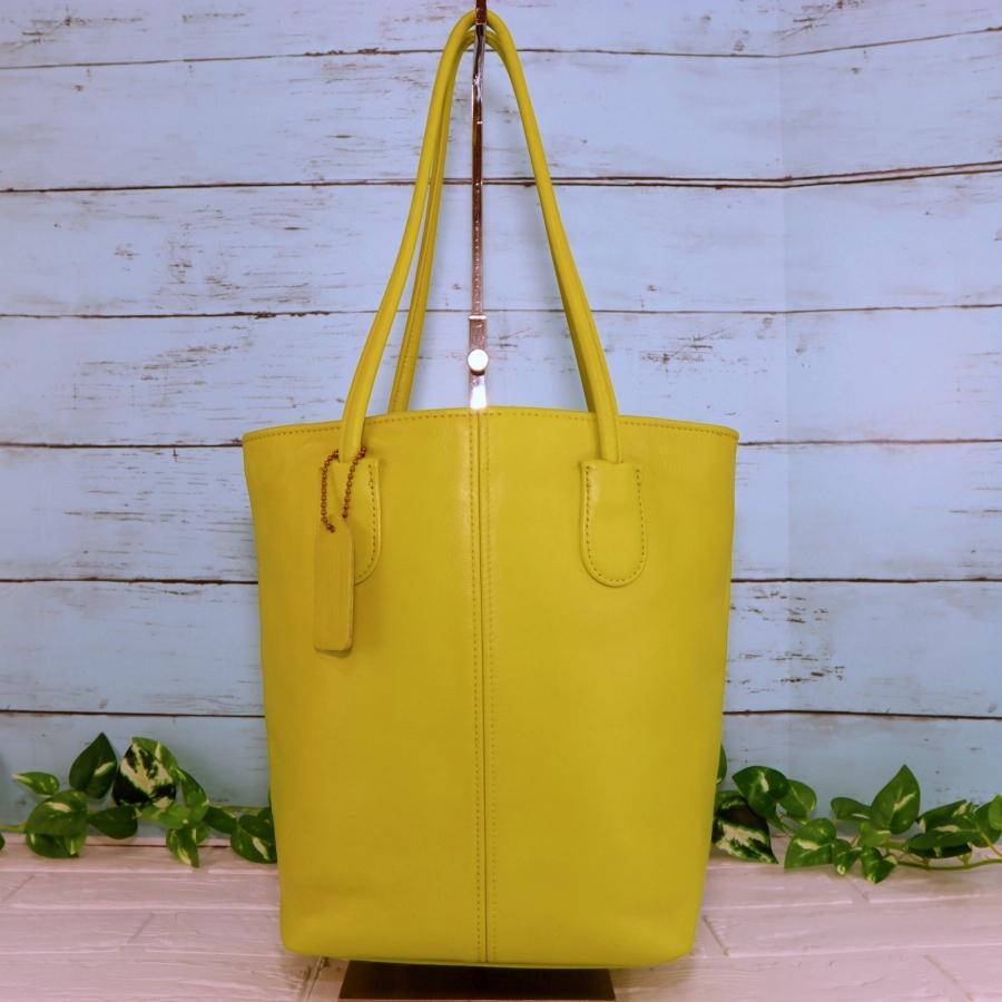 OLD COACH オールドコーチ トートバッグ ライムイエロー 本革 極上品