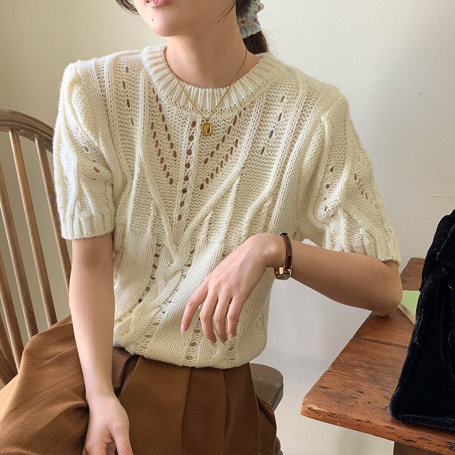 【tops】ニットTシャツ M33084