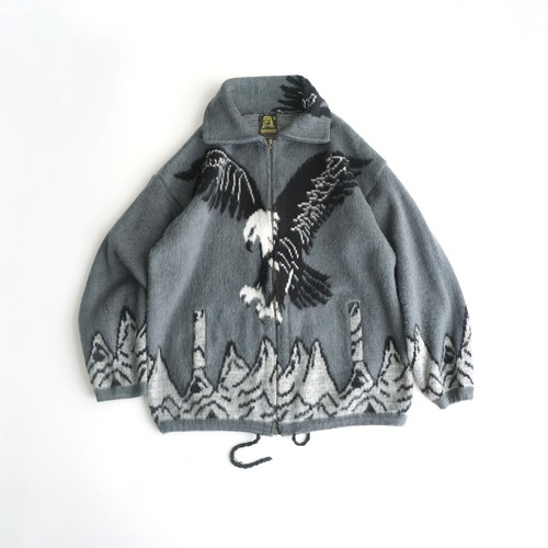 【RUMINAHUI】90's Zip Up Ecuador Knit Jacket Blue