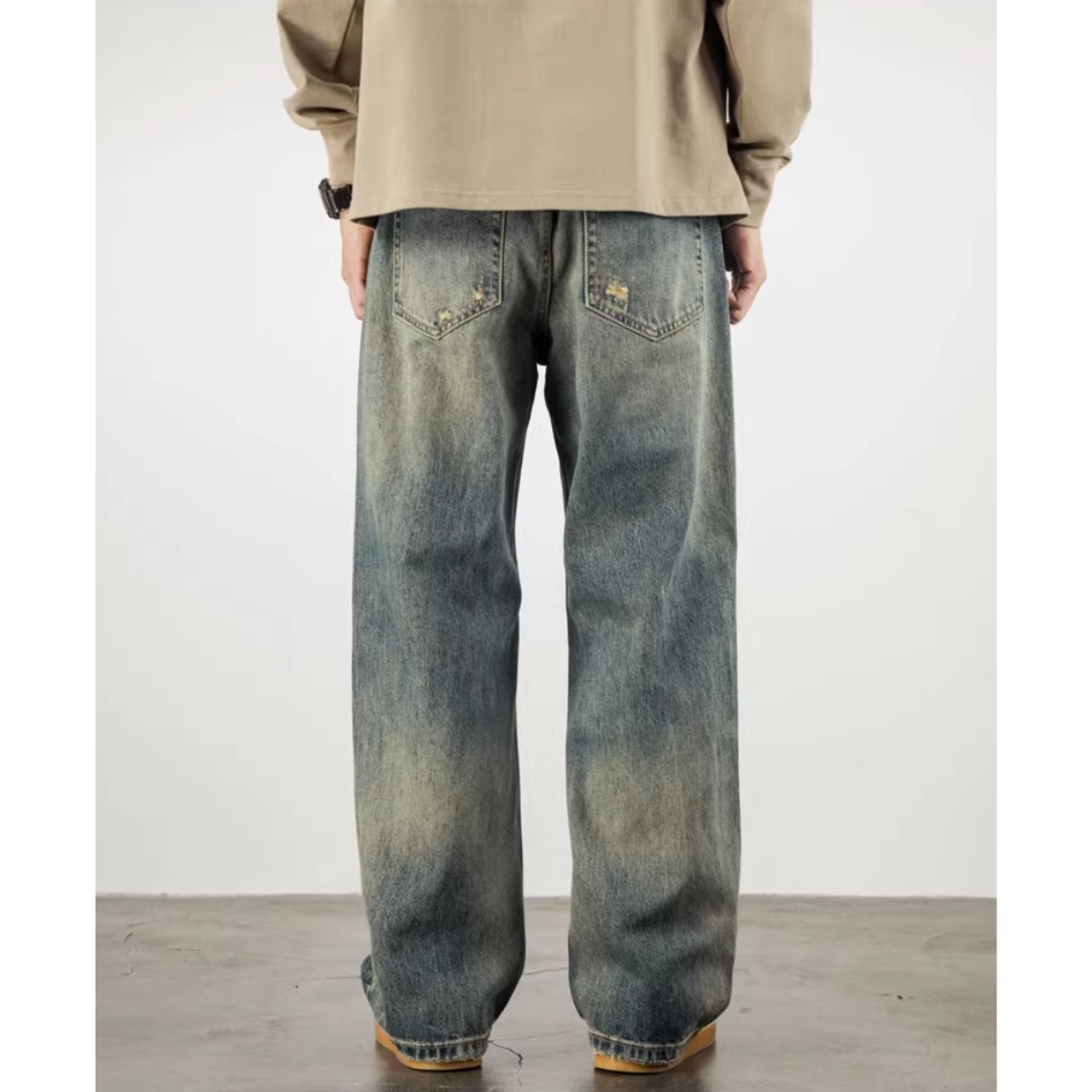 ワイドストレート フルレングス デニムパンツ af0442