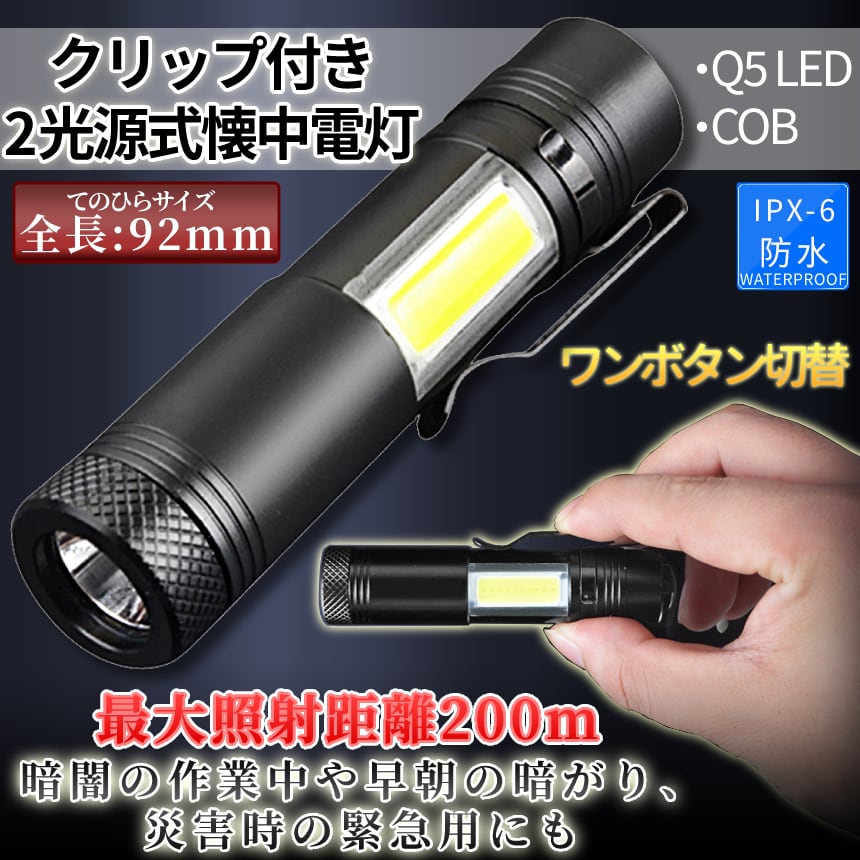 ２個セット 小型キーチェーン LEDライト カラビナ 登山 キャンプ 懐中電灯