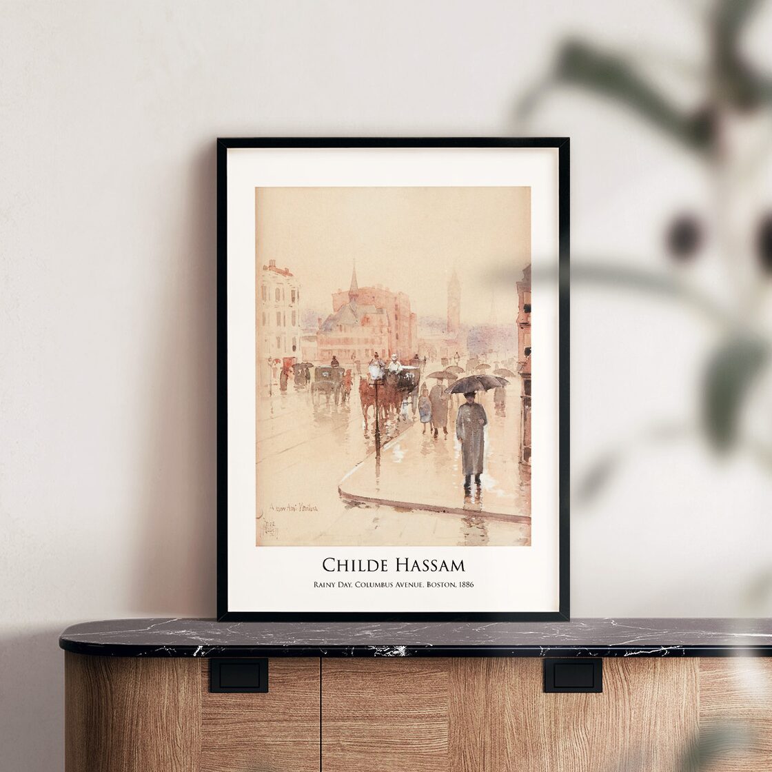 チャイルド・ハッサム Rainy Day, Columbus Avenue, Boston アート 