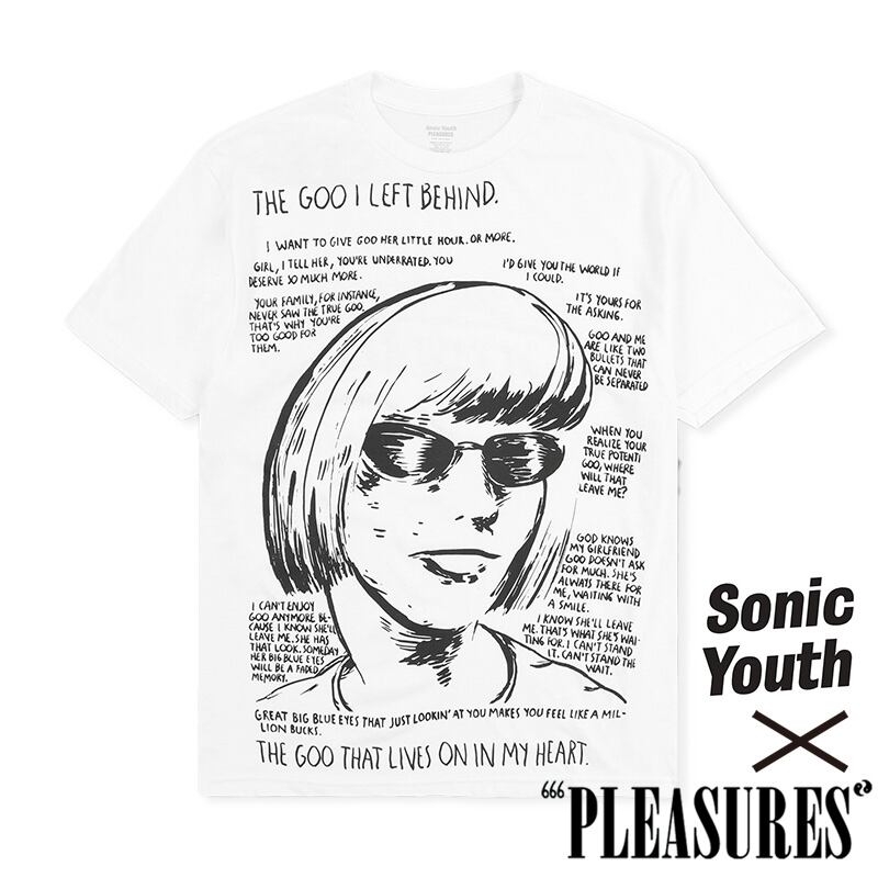 PLEASURES/プレジャーズ×Sonic Youth/ソニック・ユース】THE GOO T-SHIRT Tシャツ WHITE 11640  AnKnOWn LAB