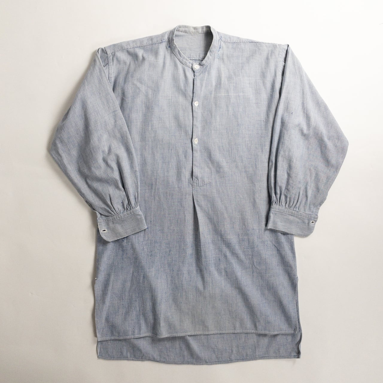 1940s "French Vintage" Dot Collarless Grandpa Work Shirt