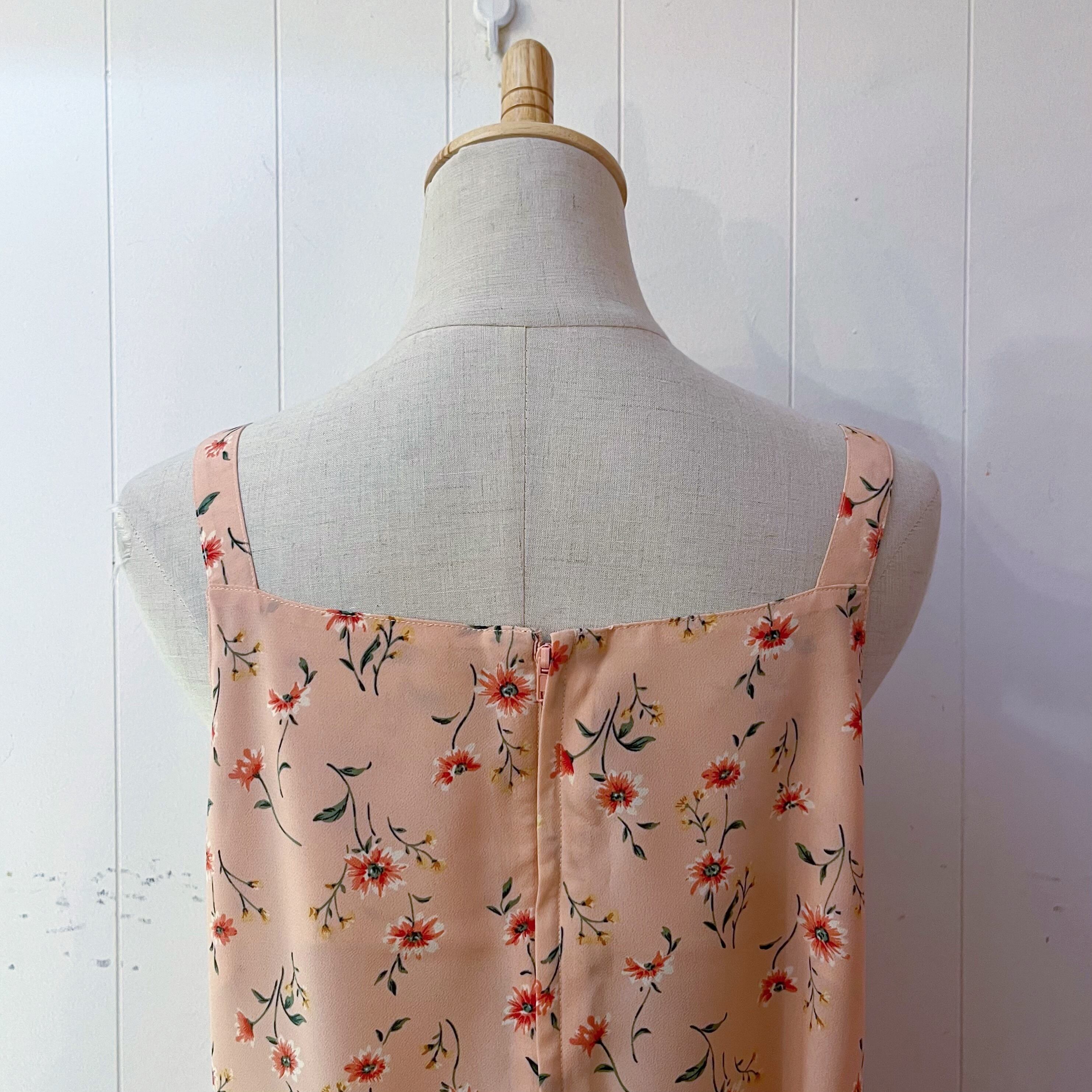 pink flower apron one-piece
