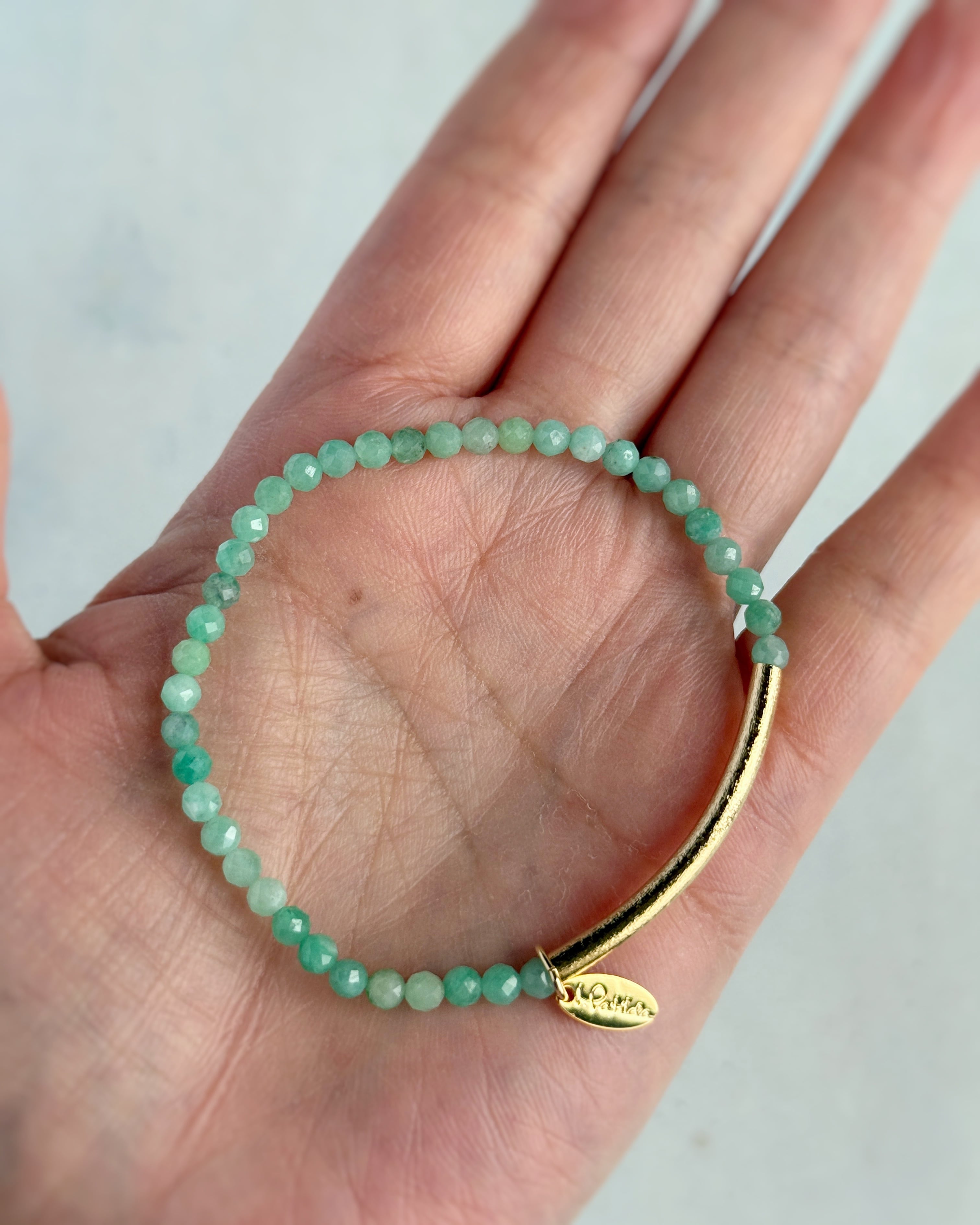 【再販】Tube & stone bracelet(エメラルド)