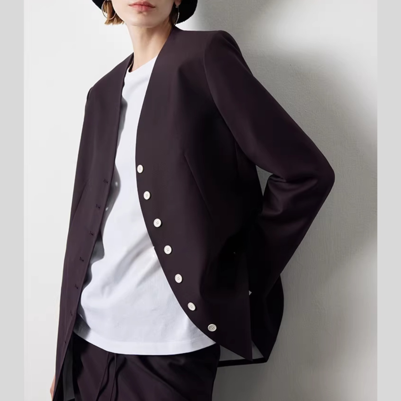 ミニマル ノーカラージャケット  00094・画像2