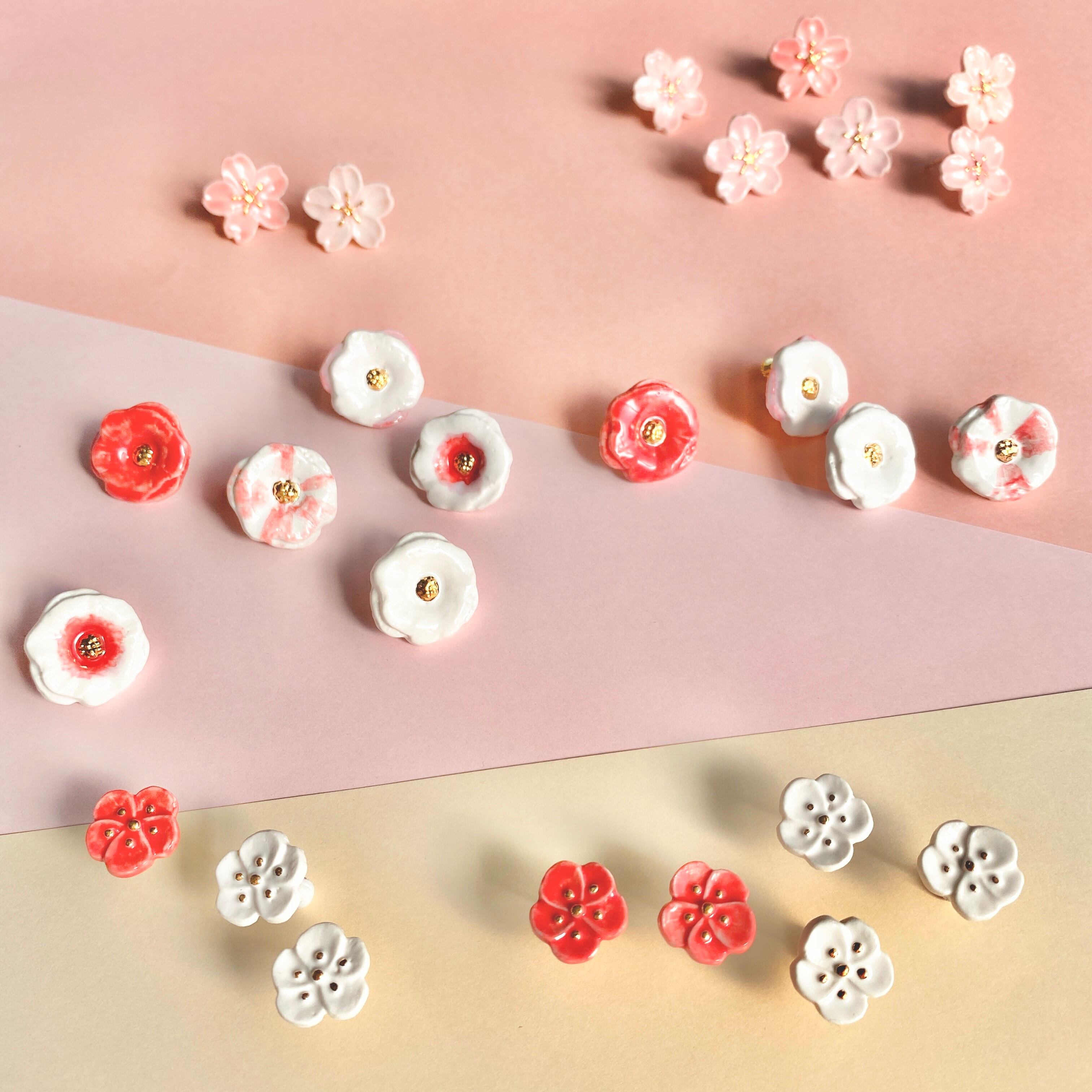 Ume / 梅 ホワイト｜陶磁器 ピアス・イヤリング 湘南 ギフト