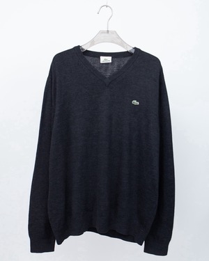 "LACOSTE" wool × acrylic V-neck knit