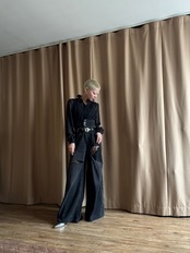 At.e-li-er black sheer shirt-4719-5