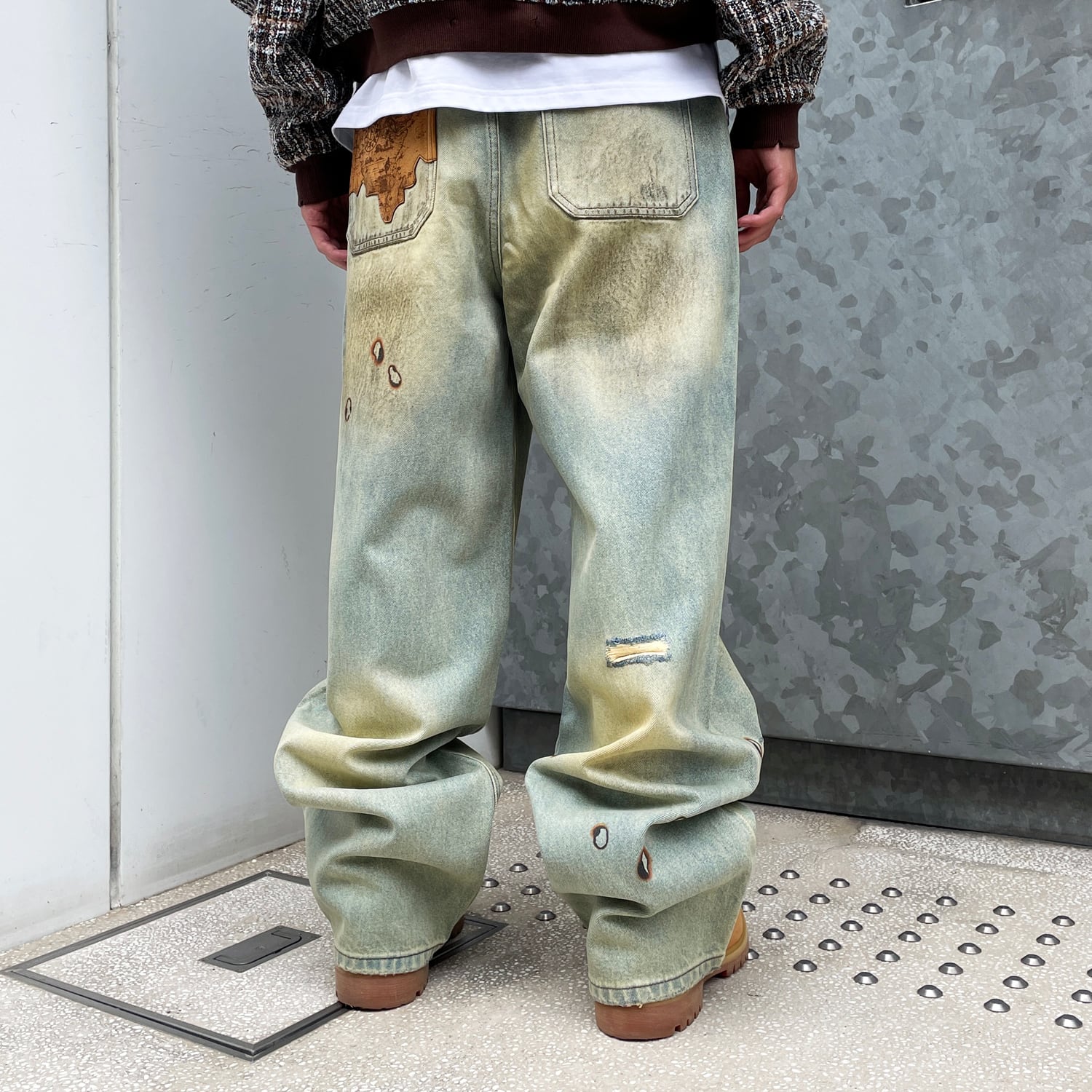 Birth Of Royal Child / Dirty-Washed Brushing Wax Baggy Denim Birth Of Royal Child / Dirty-Washed Brushing Wax Baggy Denim