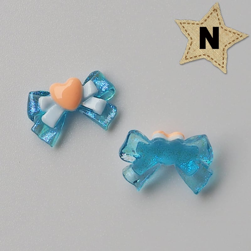 2個 70円】全12色 ハート×リボン ネイルパーツ 大 | リボンと