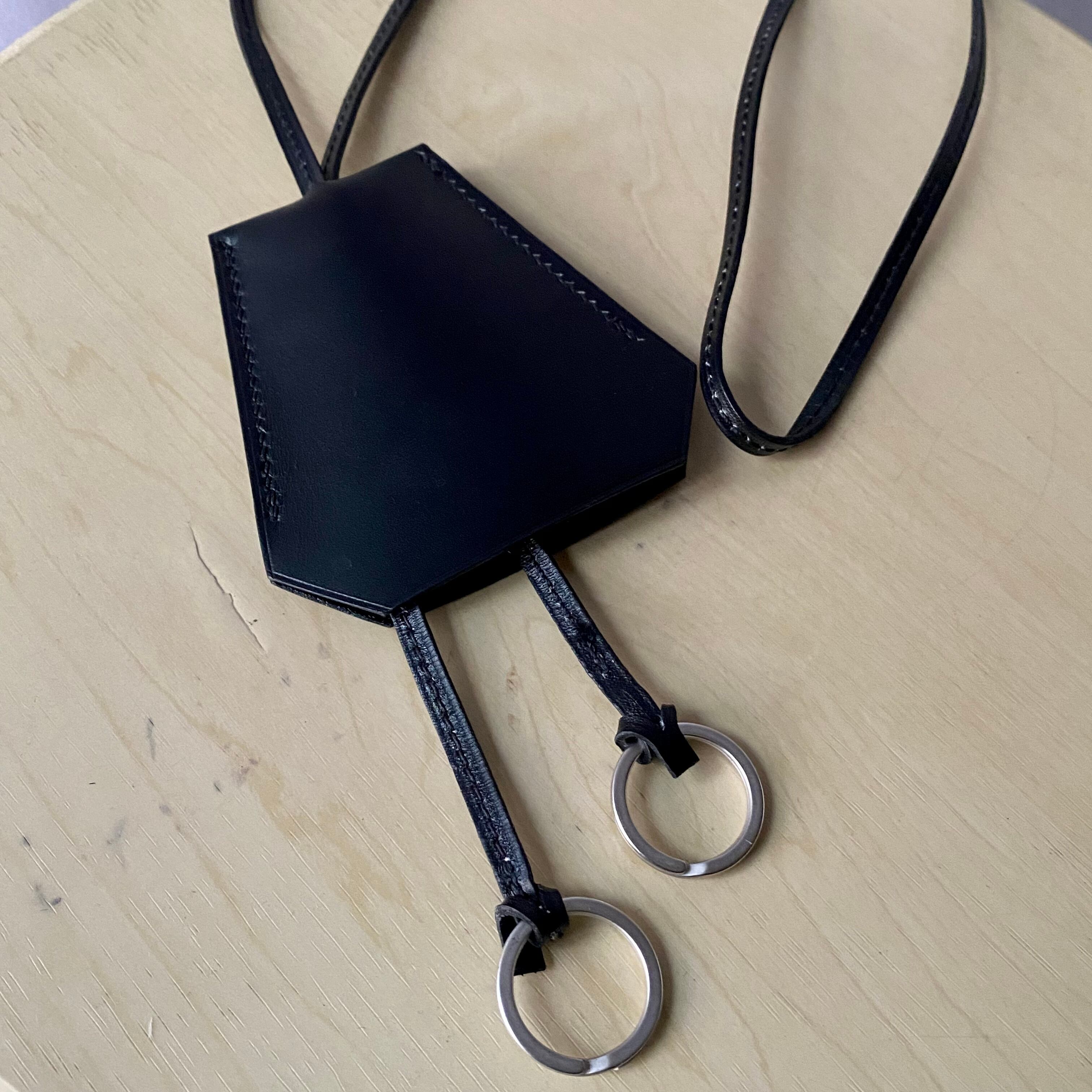 HERMES leather Clochette KeyRing BLACK エルメス レザー