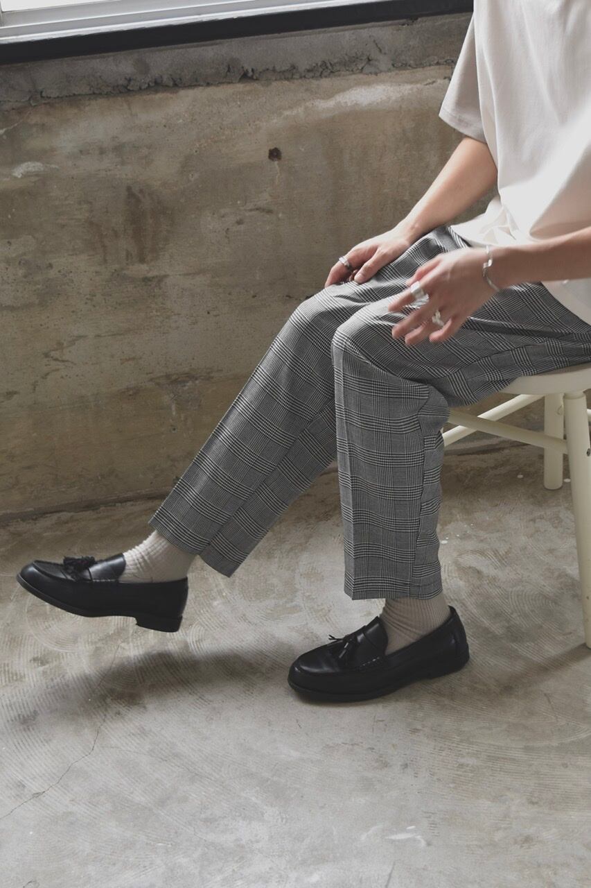 GLEN CHECK WIDE TAPERED PANTS