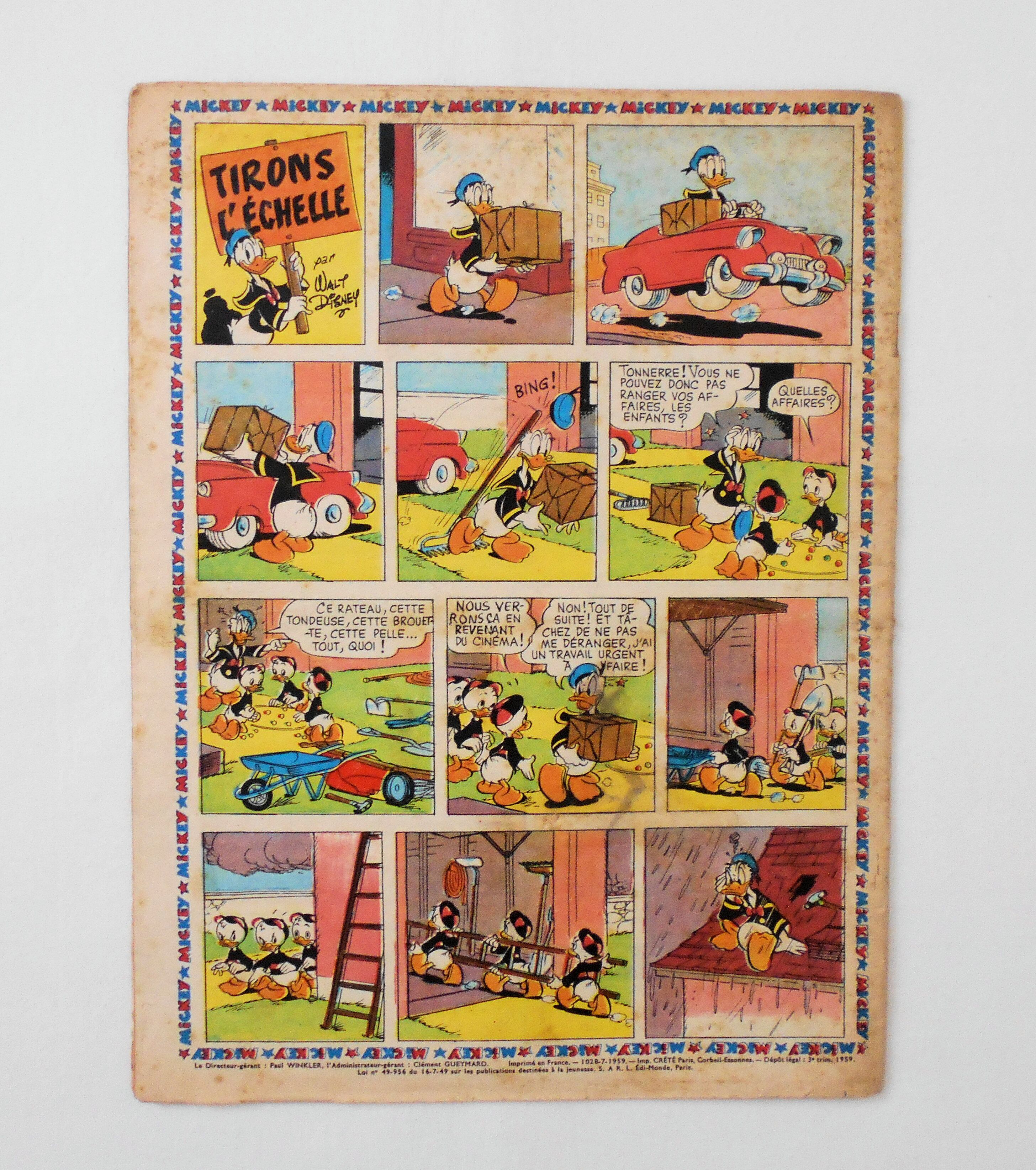 LE JOURNAL DE MICKEY】 NO.376 フランス版ディズニーマガジン ＜1959